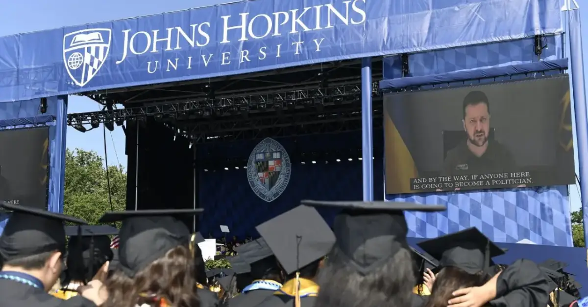 Zelensky Surprises Johns Hopkins Graduates With Commencement Speech
